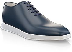 Men's Custom Made Sneakers | Girotti Blue Low-top Leather Shoes For Business, Formal Blue Low-top Leather Shoes, Blue Leather Casual Oxfords, Casual Blue Leather Oxfords, Blue Leather Lace-up Oxfords, Navy Leather Shoes For Business, Navy Leather Business Shoes, Navy Leather Dress Shoes With Plain Toe, Navy Leather Slip-on Shoes