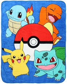 a blanket with pokemon characters on it