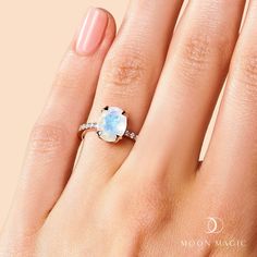 Moonstone Ring - Harlow – Moon Magic Gem Diamonds, Rose Quartz Ring, Rainbow Moonstone Ring, Opal Color, Opal White, Opal Bracelet