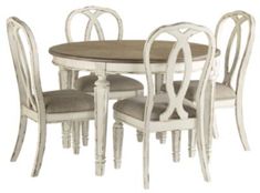 a dining table with chairs around it