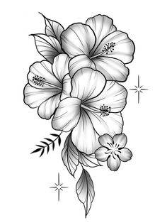 a black and white flower tattoo design