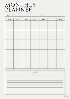 a printable calendar with the words, month planner and date circled in black on a white background