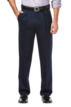 Fit: this style fits true to size. Zip fly with hook-and-bar and button closure. 2 slant pockets. 2 back welt pockets. Classic fit. Pleated front. No iron. Solid. Stretch knit construction. Approx. 11" rise (size 32x32). Imported Elegant Full-length Chinos, Semi-formal Chinos With Pockets, Business Casual Dress Pants With Flat Front, Business Casual Dress Pants With Pockets, Solid Dress Pants With Pockets For Business Casual, Business Casual Dress Pants With Flat Front And Pockets, Business Casual Flat Front Dress Pants With Pockets, Business Casual Bottoms With Hidden Pockets And Flat Front, Classic Chinos With Welt Pockets