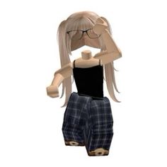 an animated doll wearing glasses and plaid pants