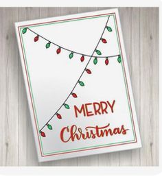 a merry christmas card with lights on it