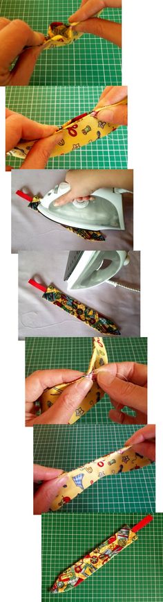 several different images of scissors being used to cut fabric