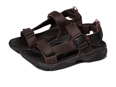 Dockers Bradley - Men's Sandals : Dark Brown : Be adventure-ready wearing the super-comfy and flexible Dockers Bradley Sandals. Man-made upper and lining. Comfort cushioned insole. Slide-on style with hook-and-loop strap closures. Rounded open toe. Man-made outsole. Imported. Measurements: Weight: 15 oz Product measurements were taken using size 9, width D - Medium. Please note that measurements may vary by size. Weight of footwear is based on a single item, not a pair. Durable Brown Sandals For The Beach, Durable Brown Sandals For Beach, Casual Brown Durable Sport Sandals, Dockers Men, Men's Sandals, Sport Sandals, Mens Sandals, Product Reviews, Open Toe