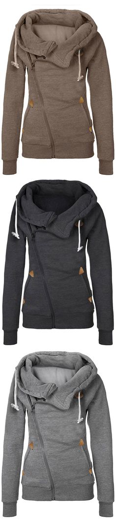 Get it, only $36.99. Free shipping & Easy Return+Refund! The lovely drawstring hood and side pockets is sure to flatter while drawing the eye to delicate details. Go ahead, let your hair down and look flawless doing it! Couture Mode, Sweatshirt Zipper, Leather Accents, Fashion Mode, Fall Winter Outfits, Look Fashion, Ideas Style, Stitch Fix, Autumn Winter Fashion