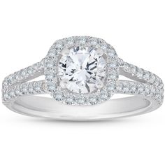 Find POMPEII3 1 1/2ct Diamond Cushion Halo Split Shank Engagement Ring 14k White Gold on Editorialist. Womens ring features a 1 ct round brilliant cut genuine enhanced diamond and 54 round cut accent diamonds. All diamonds are prong set in solid 14k white gold high polished mounting. Split Shank Halo Engagement Ring, Split Shank Engagement Ring, Cushion Halo Engagement Ring, Shank Engagement Ring, Split Shank Engagement Rings, Cushion Halo, Engagement Ring Diamond Cut, Engagement Ring White Gold, Lab Grown Diamonds Engagement