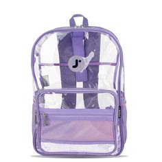 JWorld Clear 18" TPU Transparent Backpack - Digital Lavender Purple Nylon Backpack, Purple Backpack For Students, Purple Nylon Backpack For Back To School, Back To School Purple Nylon Backpack, Purple Rectangular Nylon Backpack, Purple Nylon Student Backpack, Purple Nylon Rectangular Backpack, Rectangular Purple Nylon Backpack, Kids Rolling Backpack