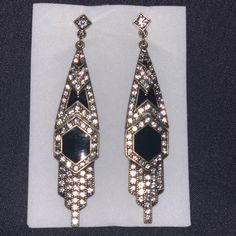 Darling Deco Drop Earrings- The Look Of Vintage With Black And Crystal Accents. Easily Dress Up Or Down. Black Art Deco Earrings For Evening, Art Deco Metal Earrings For Evening, Silver Art Deco Chandelier Earrings For Evening, Nickel-free Dangle Crystal Earrings For Evening, Black Silver, Jewelry Earrings, Dress Up, Women Jewelry, Drop Earrings