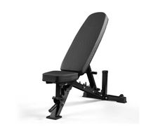 a weight bench with the seat up on it's back and arm rest down