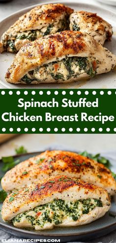 spinach stuffed chicken breast recipe on a plate