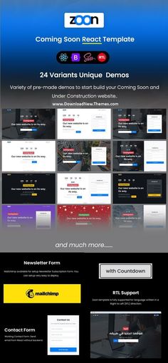 the landing page for an upcoming website with many different colors and font options, including black and