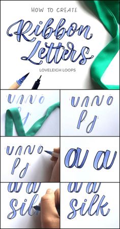 how to create ribbon letters with crayon pens and ink - learn how to use them