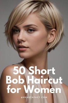 Top 50 Short Bob Hairstyles for Women in 2024 (Detailed Gallery + Video) | 50 Stunning Short Bob Hairstyles for Women Trending in 2024 | Aesthetic Women's Hairstyles & Haircut Inspo Bob Pendek, Fine Hair Bangs, Kort Bob, Short Layered Bob Hairstyles, Short Bob Cuts, Short Blonde Bobs, Layered Bob Short, Corte Bob, Choppy Bob Hairstyles