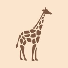 a giraffe standing in the middle of a brown and beige background with words on it