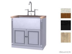 an image of a sink and cabinet with different colors