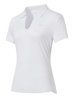 a women's white polo shirt on a white background