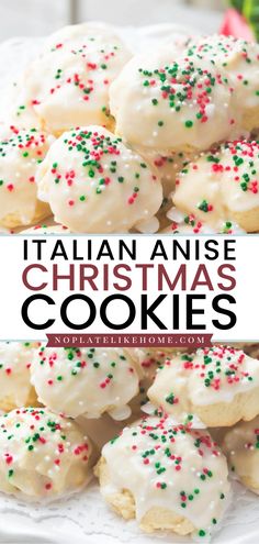 These Good Italian Anise Christmas Cookies are traditional Christmas cookies with a tasty anise glaze and topped with nonpareils. These homemade cookies are the best Italian dessert recipe! Save this pin. Anise Cookie Recipe, Italian Anise Cookies, Italian Christmas Cookie Recipes, Xmas Cookies Recipes, The Best Christmas Cookies, Christmas Cookies Recipe, Anise Cookies, Christmas Cookie Recipes Holiday, Traditional Christmas Cookies