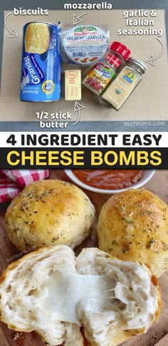 Grand Biscuit Recipes, Pillsbury Biscuit Recipes, Cheesy Garlic Bread Recipe, Pillsbury Biscuits, Canned Biscuits, Bombe Recipe, Cheesy Garlic Bread, Quick And Easy Appetizers, Easy Cheese