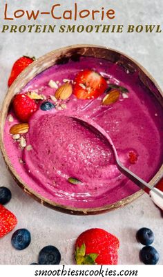 Protein Smoothie Bowl Low Calorie No Banana Smoothie, High Protein Smoothie Bowl, Healthy High Protein Smoothies, Breakfast Smoothie Bowl Recipes, Vegan Breakfast Smoothie, Healthy Protein Smoothies, Smoothie Without Banana, Protein Breakfast Smoothie