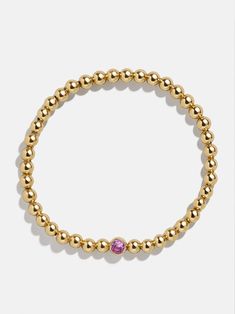 Elevate your everyday jewelry stack with the 18K Gold Birthstone Pisa Bracelet. Featuring your signature birthstone, this gold bracelet is the perfect blend of personal and chic. Dainty, delicate, and crafted out of 18k gold plated sterling silver, celebrate your birth month year round. This bracelet features 4mm beads. Gold Birthstone Bracelet In 14k Gold Filled, 14k Gold-filled Birthstone Bracelets, 14k Gold Filled Birthstone Bracelets, 14k Yellow Gold Filled Birthstone Bracelets, 14k Gold-filled Yellow Gold Bracelets With Birthstone, 14k Gold Filled Yellow Gold Bracelets With Birthstone, Elegant Gold Bracelet With Birthstone For Everyday, Elegant Everyday Gold Bracelet With Birthstone, Dainty Yellow Gold Bracelet With Birthstone