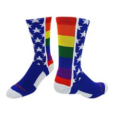 Rainbow Pride Crew Socks Multicolor Breathable Sporty Socks, Size 13 Womens Shoes, Womens Shoe, Youth Shoes, Rainbow Pride, Gay Pride, Crew Socks, Size 13, Moisture Wicking