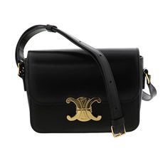 Celine Teen Triomphe Shoulder Bag Black Beside Height Gusset Handle Handle Height Shoulder 28.5cm 35cm 13cm 22cm 9cm 47-66.5cm Celine Teen Triomphe, Triomphe Shoulder Bag, Tsumori Chisato, Celine Bags, Shoulder Bag Black, Luxury Bags, Black Color, Bag Lady, Shoulder Bag