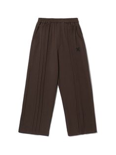 This is a trendy and minimal pants by FUTURE LAB that is made out of high quality and sturdy material. With distinctive mood of the design and comfortable wear, you can style it for your casual daily outfit.- Elastic waistband with string- Unique vertical taping and seams detail- Embroidery detail on the left leg Brown Cotton Wide Leg Sweatpants, Brown Wide Leg Cotton Sweatpants, Brown Wide Leg Pants With Relaxed Fit, Casual Brown Wide Leg Sweatpants, Brown Sweatpants With Elastic Waistband For Fall, Brown Straight Sweatpants With Pockets, Brown Relaxed Fit Wide Leg Lounge Pants, Brown Ankle-length Wide Leg Pants For Loungewear, Brown Wide Leg Ankle-length Pants For Loungewear