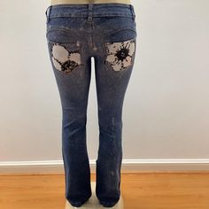 Y2k Flare Hand Painted Jeans Brand New With Tags. Exclusive Designs By “Kat”. These Paint Splash And Daisies Painted Flare Jeans And One Of A Kind Painted Designs. Size 5/6 These Jeans Have No Stretch Should Order One Size Up Waist 26 Inches Rise 8 Inches Inseam 31 Inches A27 #Handpaintedjeans #Flarejeans #Vintagejeans #Vintagepaintedjeans #Vintagejeans Y2k Distressed Blue Bottoms, Y2k Style Distressed Blue Bottoms, Distressed Blue Y2k Bottoms, Y2k Blue Distressed Bottoms, Fitted Cotton Y2k Bottoms, Y2k Style Fitted Cotton Bottoms, Blue Stretch Y2k Jeans, Fitted Cotton Y2k Jeans, Stretch Blue Jeans Y2k Style