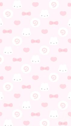 a pink wallpaper with white and pink bows on it