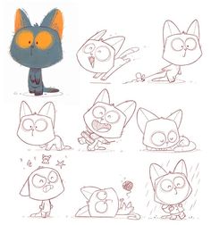 an image of some cartoon characters with different expressions on their faces and body parts in various poses