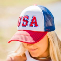 USA Patriotic Trucker Hat - Mesh Baseball Hat -  USA Baseball Cap -  Blue Glitter Red Chenille Patch - July 4th - Memorial Day - USA * Hat Colors * Black Brown/Tan Burgundy Hot Pink Kelly Maroon Navy Neon Green Neon Pink Neon Orange Red Red/White/Blue Royal Bride Jersey, Maternity Photography Props, Patriotic Hats, Tie Dye Hat, Monogram Hats, Usa Baseball, Chenille Patch, Honeymoon Shirts, Ponytail Hat