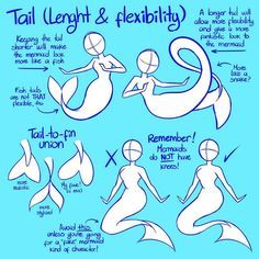 an image of how to draw mermaids with different poses and body shapes on blue paper