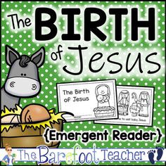 the birth of jesus emergent reader with an image of a donkey in a basket