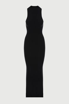 Defined by minimalist lines and a sculpting fabrication, this essential maxi dress is sleek, chic, and highly functional featuring a back slit. The sleeveless mock neck design translates readily for everyday or occasion – wear the pared back silhouette with bold hoops and bangles for a modern statement. NW Collection Import Self + Lining: 95% Viscose, 5% Spandex Models wear size XS True to size Double-lined Fancy Looks, Chic Maxi Dress, Chic Maxi Dresses, Sleek Chic, Naked Wardrobe, Sophisticated Dress, Live Your Best Life, Mock Neckline, Dress Jewelry