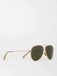 Gold Aviator-Style Gold-Tone Sunglasses | CELINE HOMME | MR PORTER Classic Yellow Gold Tinted Sunglasses, Sunglasses Celine, Aviator Style, Sunglasses & Glasses, Mr Porter, Gold Tone Metal, Fashion Advice, Fashion Sunglasses, Metal Frame