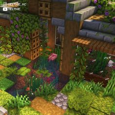 an image of a garden in minecraft