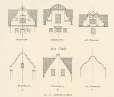 an old architectural drawing shows the different types of windows and balconies on this house