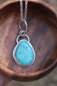 The most striking, one of a kind necklace featuring a natural turquoise cab surrounded by chunky sterling silver - what more could a boho babe ask for!? -d e t a i l s- -hand crafted & bezel set in solid sterling silver, this irregular turquoise cabochon measures 3 x 2.3 cm -the entire pendant incl. silver rings measures roughly 6cm top to bottom -includes a chunky 45cm sterling silver chain  Ready to ship! >All Lola&Cash jewellery will arrive gift wrapped >>Rush orders can be accommodated - ple Boho Hippie Style, Cabochon Necklace, Statement Pendant, Natural Turquoise, Necklace Handmade, Handmade Sterling Silver, Hippie Style, Boho Hippie, Sterling Silver Chains