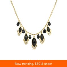 in stock Black Crystal Necklace, 1920s Jewelry, Chic Fashionista, 1928 Jewelry, Vintage Inspired Jewelry, Jewelry Black, Czech Crystal, Teardrop Necklace, Gold Dipped