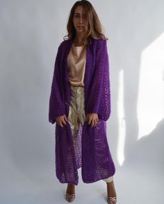 Purple Mohair Long Cardigan Maxi Cozy Cardigan Kimono Handknit Cardigan Loose Belted Cardigan Sexy Soft Cardigan Bohemian Knitted Cardigan - Etsy France Purple Open Front Cardigan For Fall, Purple Open Front Winter Outerwear, Long Purple Cardigan For Fall, Oversized Purple Fall Cardigan, Winter Hand Knitted Purple Cardigan, Winter Purple Open Front Cardigan, Purple Lace Cardigan, Casual Purple Soft Knit Cardigan, Oversized Purple Long Sleeve Cardigan