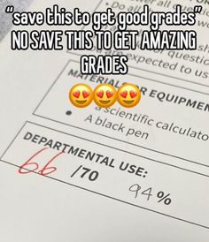 the text says save this to get good grade, no save its to get amazing grade