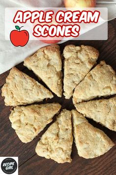 an apple cream scones cut into eight pieces