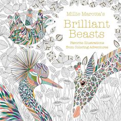 an adult coloring book with colorful birds and plants