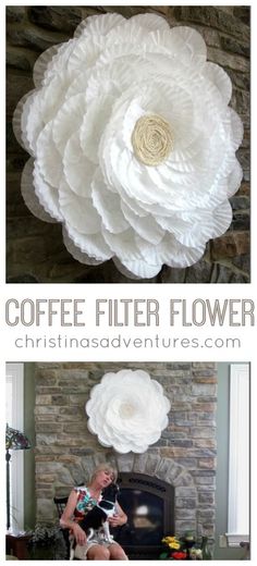 coffee filter flower is the focal point for this diy project