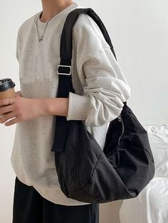 Free Returns ✓ Free Shipping✓. Minimalist Adjustable Strap Hobo Bag- Women Crossbody at SHEIN. Streetwear Bags, Hobo Bag Outfit, Korean Bags, Business Casual Minimalist, Upcycled Bag, Casual Crossbody Bag, Bags Leather Handbags, Bags For Teens, Beige Bag