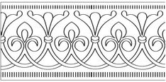 a line drawing of an ornamental design in black and white, with the lines drawn across it