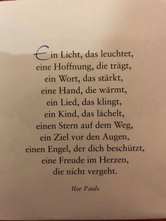 a poem written in german on a piece of paper